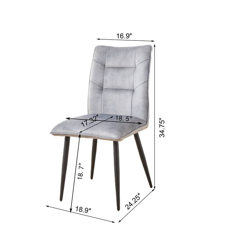 2 Piece Velvet Dining Chair with Cushions, Metal Legs, Anti-Scratch Feet for Dining Room Kitchen Bedroom Living Room