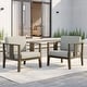 preview thumbnail 72 of 195, Outdoor Teak Solid Wood Patio Furniture Set Loveseat Armchair Table Collection Two Accent Chairs - Naturalframe-Light Camel