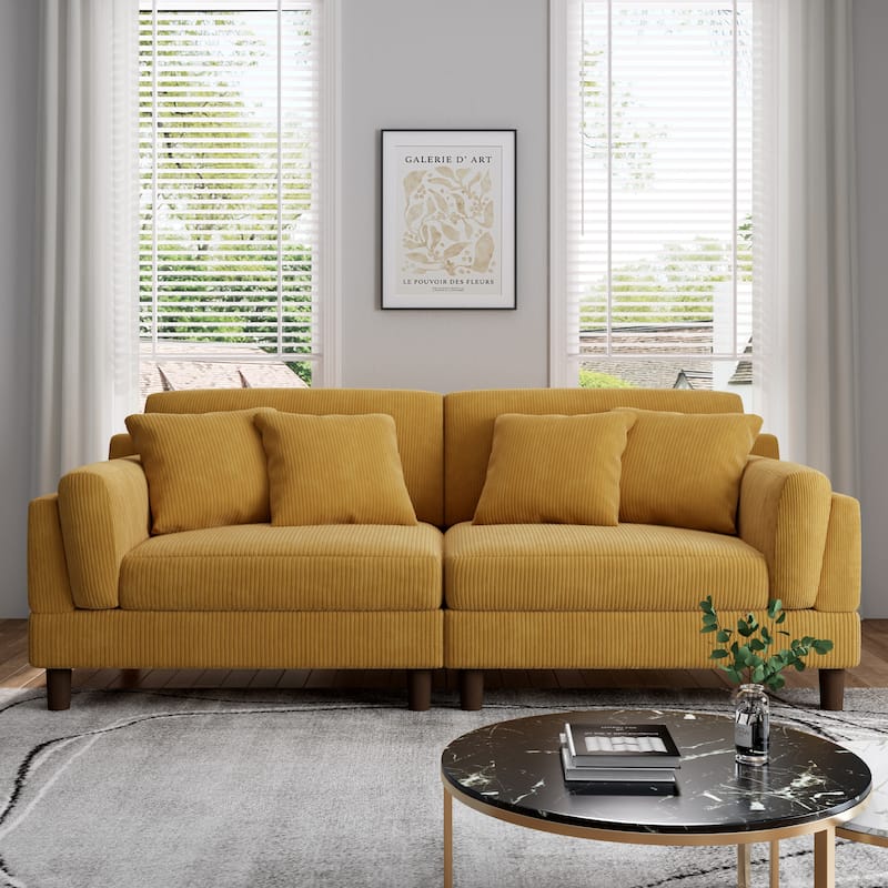 Modern 90" inch Sofa Comfy Corduroy Deep Seats Sofa