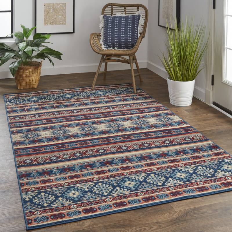 Voze Power Loomed Distressed Geometric Stain Resistant Area Rug By HomeRoots - 12' x 15'