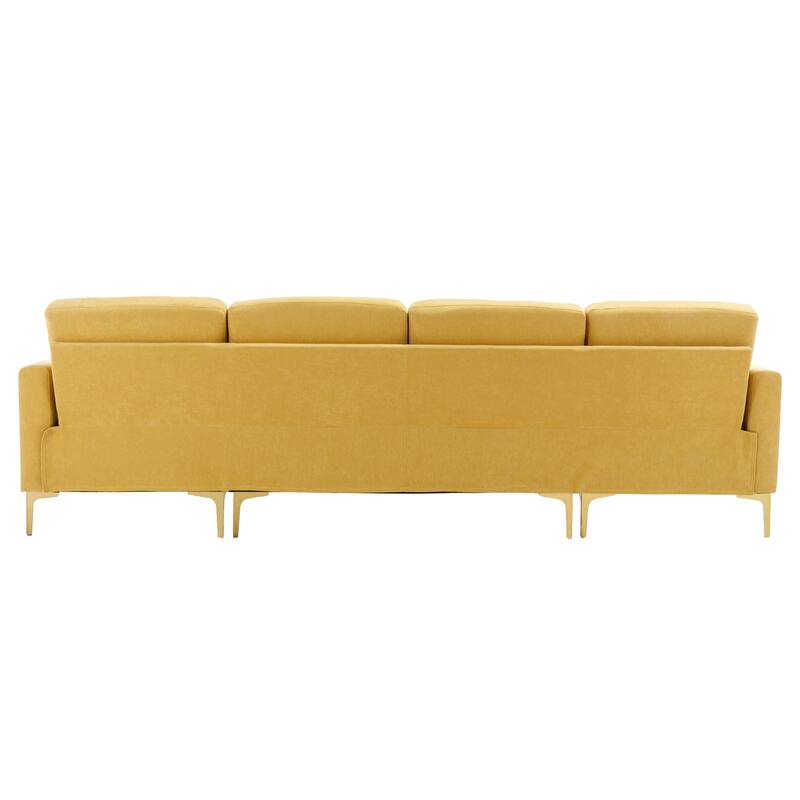 L Shaped Convertible Sectional Sofa with Ottoman, Velvet Fabric 5 Seater Sofa, Upholstered Sofa with Chaise & Storage Pockets