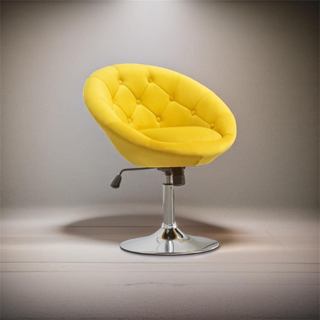 Velvet Upholstered Tufted Back Swivel Accent Chair