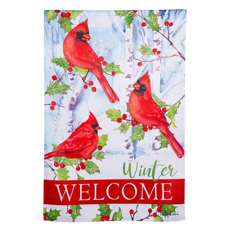 28 in. x 44 in. Winter Visit Suede House Flag