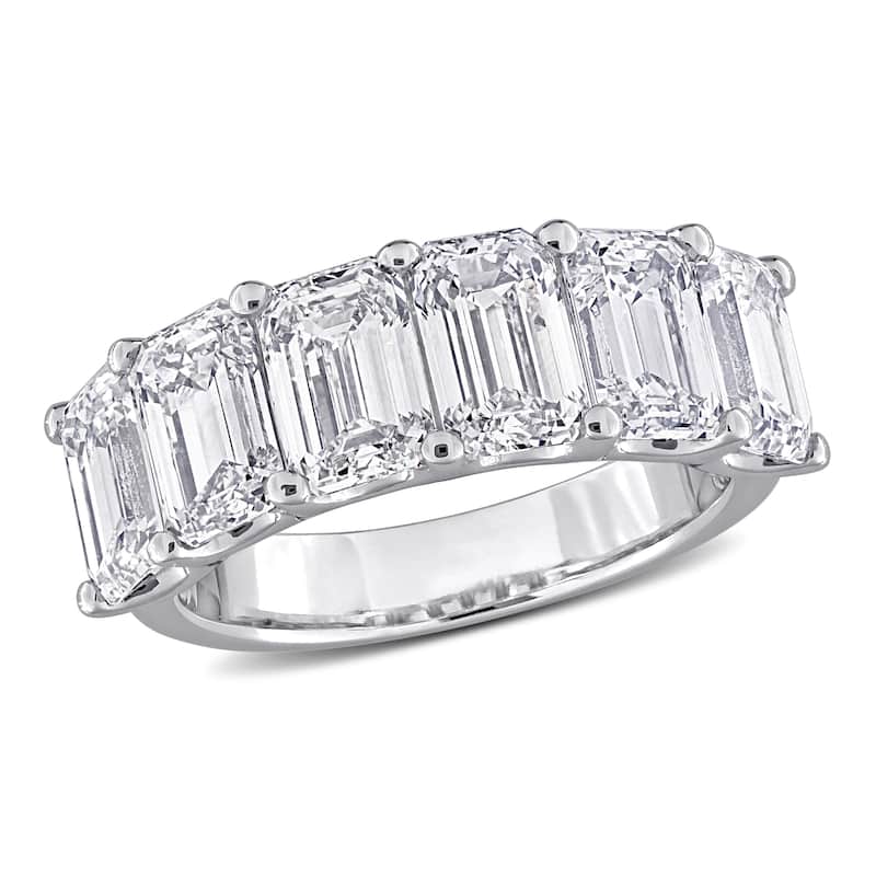 Miadora 6ct TW Emerald-Cut Lab-Grown Diamond 6-Stone Semi-Eternity Band 14k White Gold