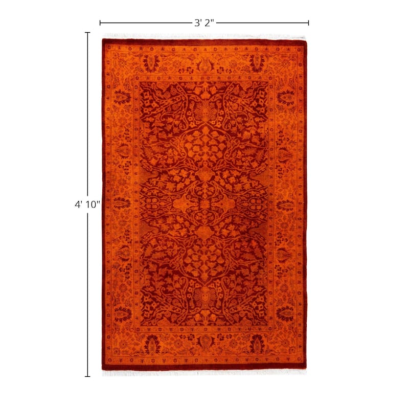 Overdyed One-of-a-Kind Hand-Knotted Area Rug - Orange - 3' 2" x 4' 10"