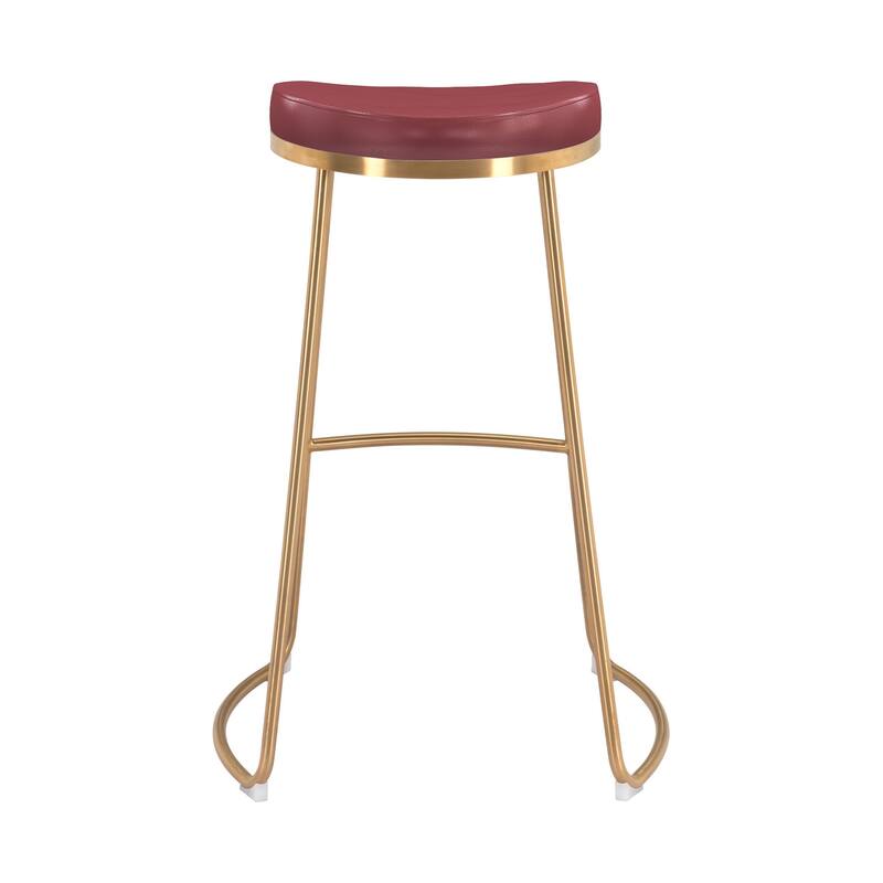 Bison Barstool (Set of 2) Burgundy & Gold - N/A