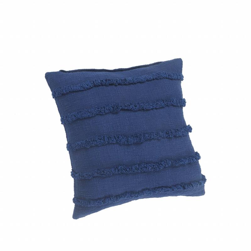 HomeRoots 20" X 20" Deep Blue 100% Cotton Zippered Pillow