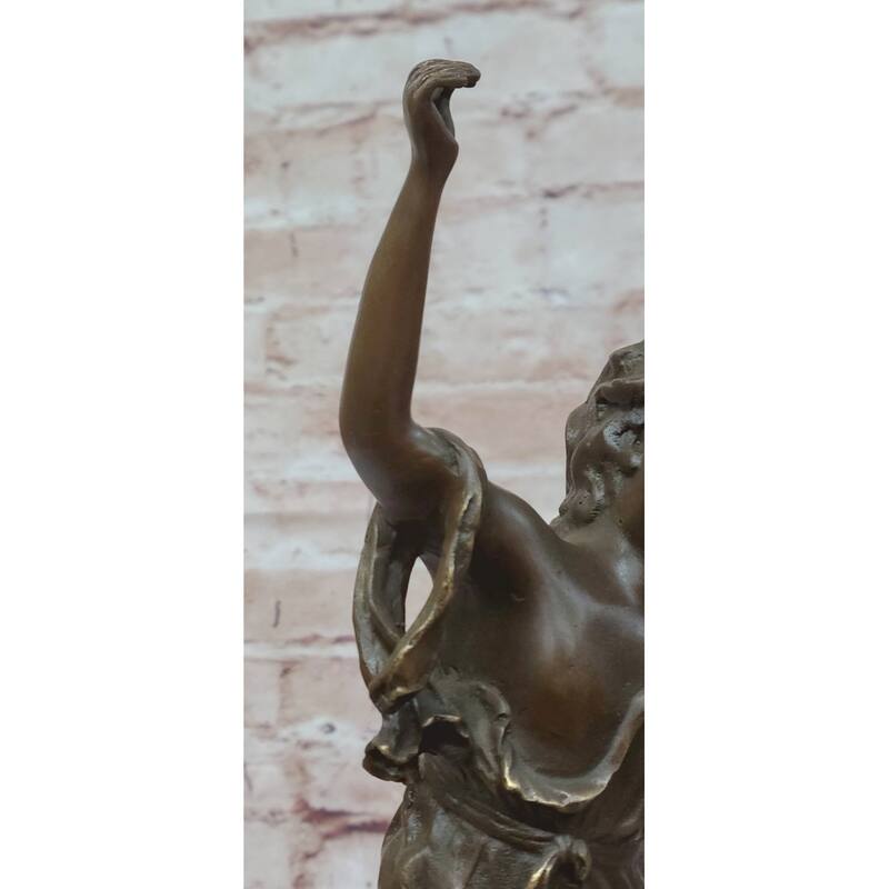 Bronze Dancing Girl Sculpture – Joyful Child Figurine On Marble Base
