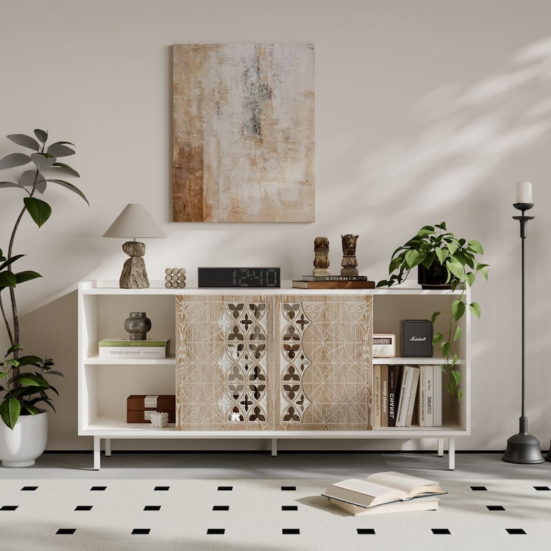 Mid-Century Storage Sideboard with Sliding Door