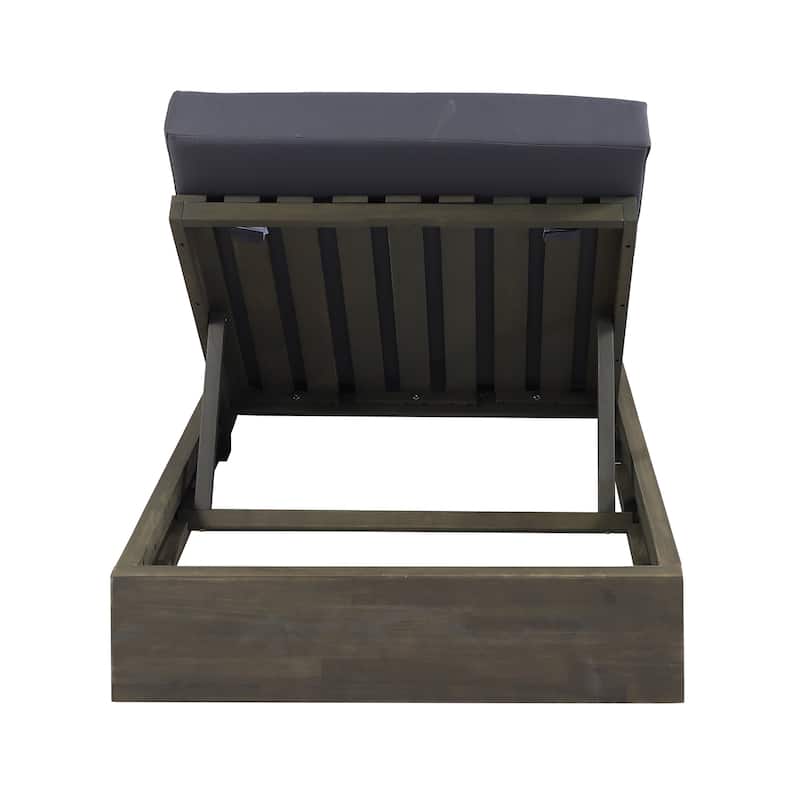 Ian Outdoor Acacia Wood Chaise Lounge with Cushion (Set of 4) by Christopher Knight Home