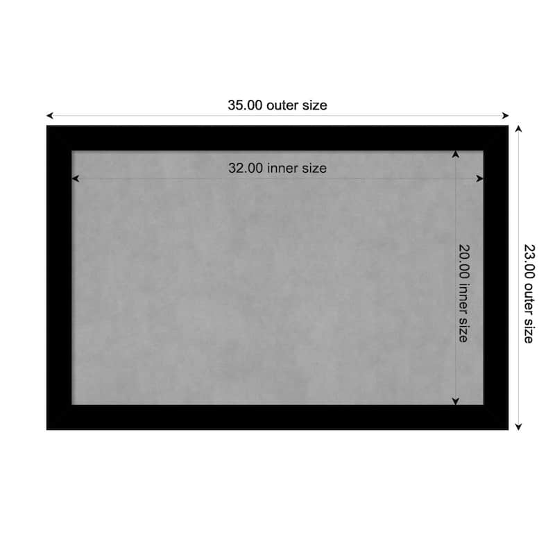 Amanti Art Basic Black Narrow Framed Magnetic Board - Board Size 32x20