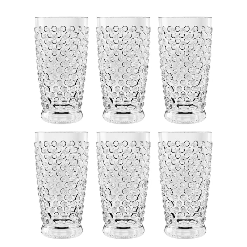 Abode Homewares Hobnail Jumbo, 20 oz. Set of 6 - Clear