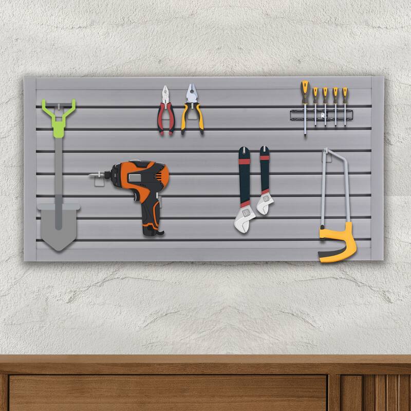PVC Slat Wall Panels Heavy Duty Interlocking Design 4ft x 2ft Graphite Covers 8 Sqft - 47.24"L x 23.62"W x 0.25"H