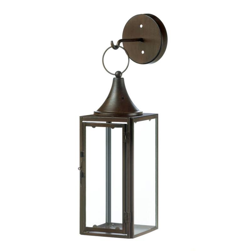 Gatehouse Hanging Candle Lantern - 11.75" - Brown