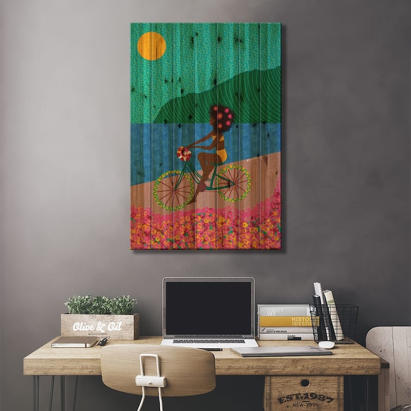 Biking Print On Wood by Lorintheory - Multi-Color