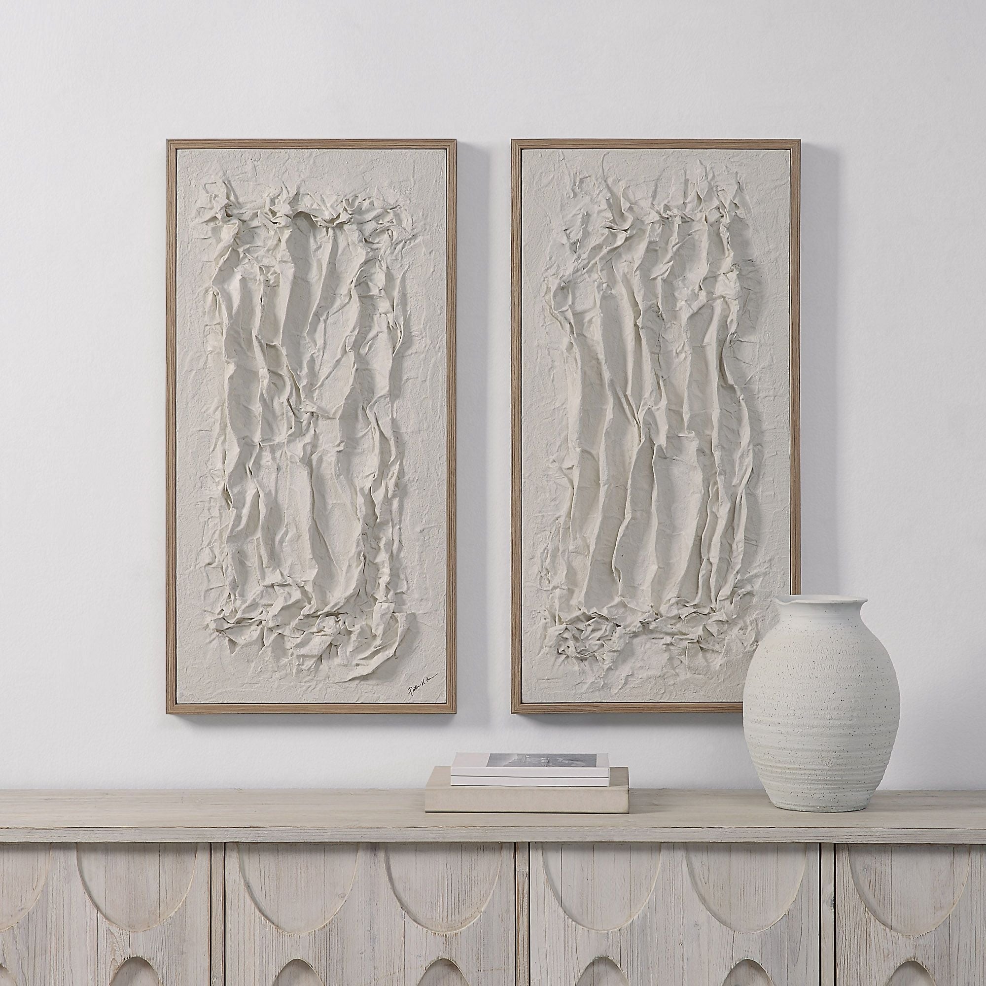 Renwil Volterra Paper 2-Piece Wall Art with Light Walnut Frame
