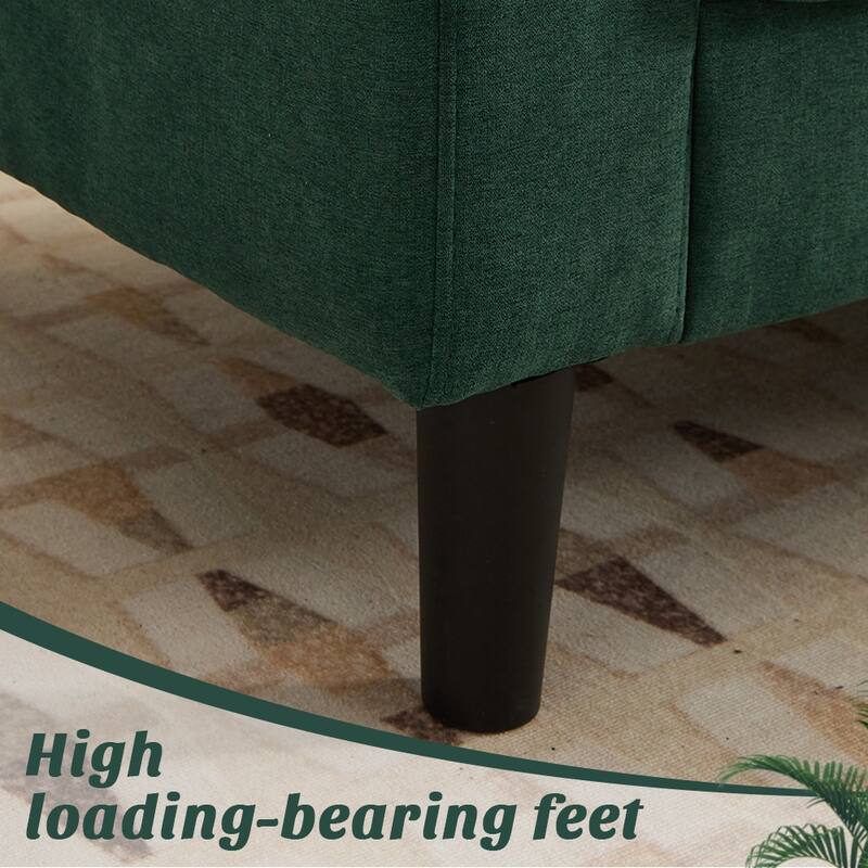 Compact 3-Seat Sofa with Storage Ottoman, L-Shaped Couch with Stool
