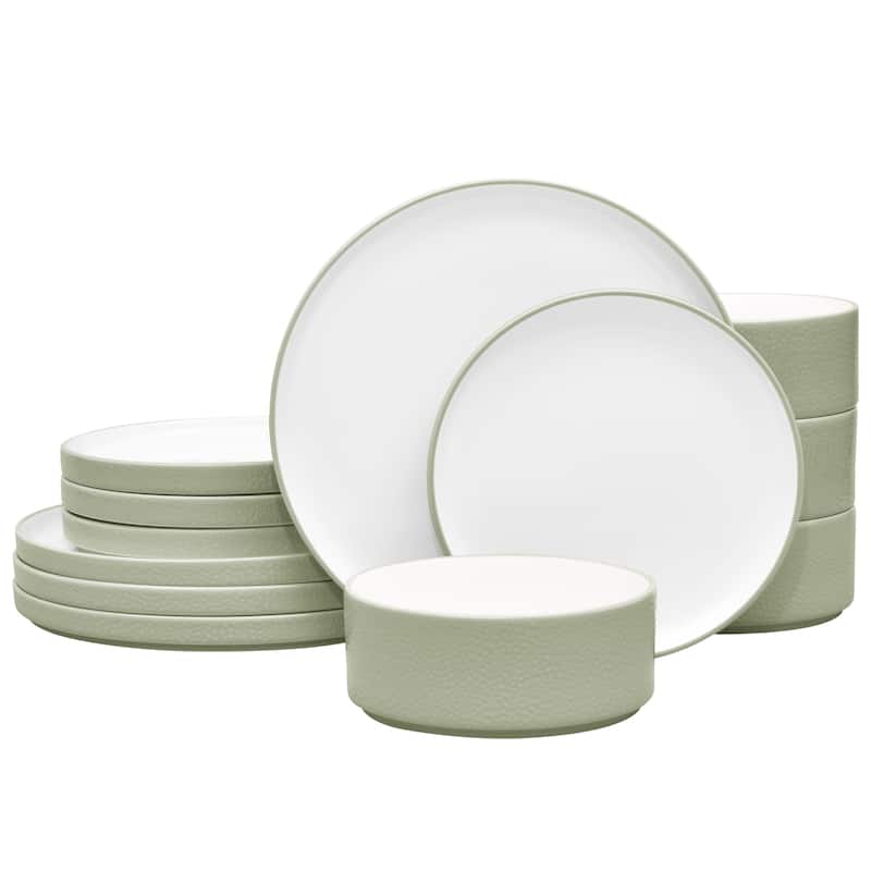 Noritake Colortex Stone 12-Piece Stax Dinnerware Set, Service For 4 - 12-Piece - Sage