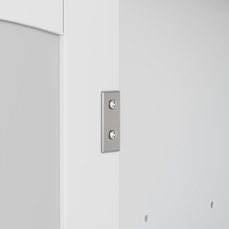 Javlergo White Bathroom Mirror Cabinet Multi-Purpose Storage Wall Mounted Bathroom Storage Cabinet with Mirror and Open Shelves
