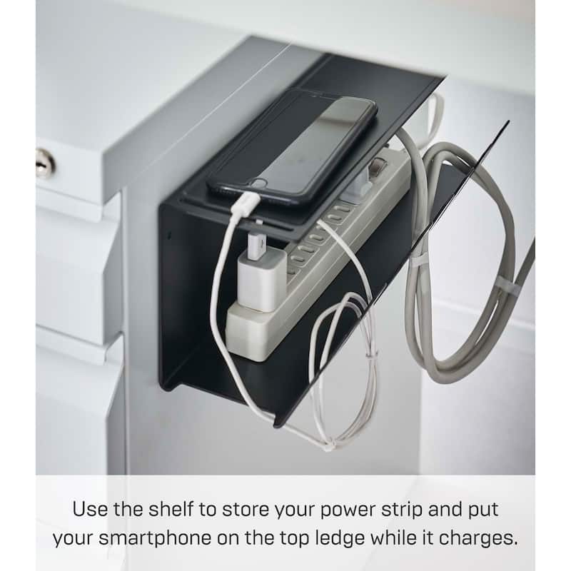 Yamazaki Home Under-Desk Cable Organizer, Steel - L 4.1 x W 13.4 x H 4.7 inches