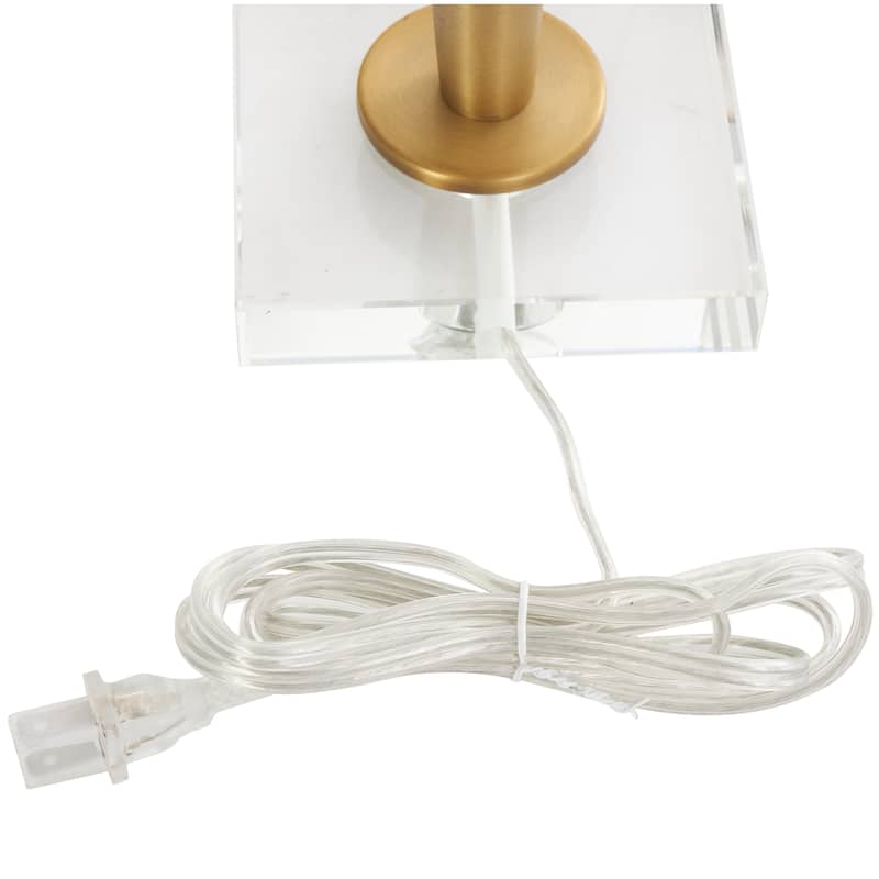 Gold Metal Inverted Cone Shaped Accent Lamp with Glass Ball Accent and Square Base