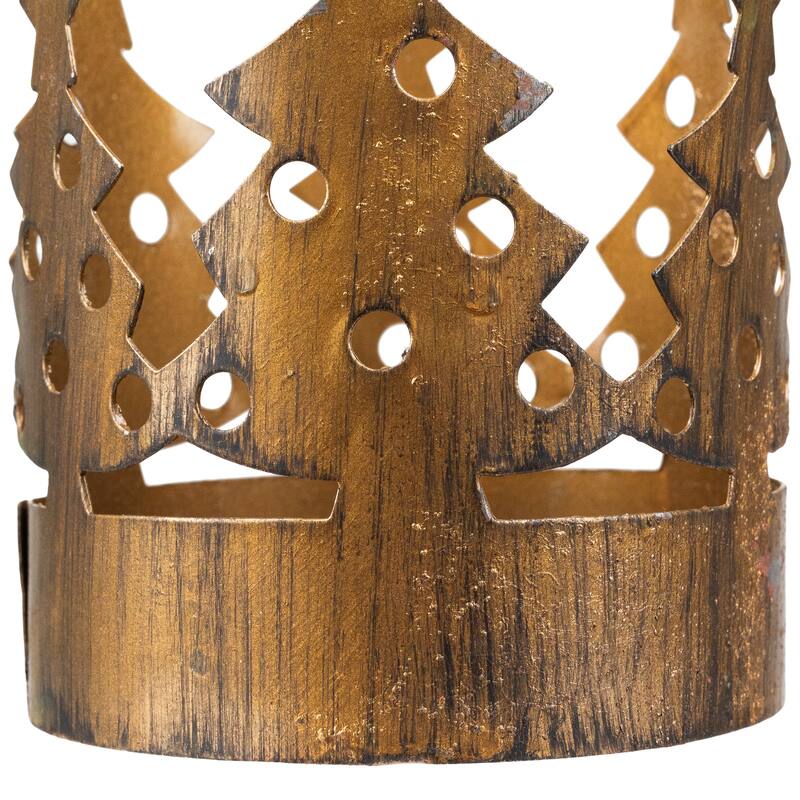 Christmas Tree Pillar Candle Holders - 3.75" - Bronze - Set of 4