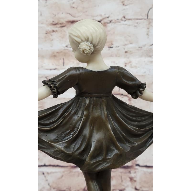 Handmade Art Bronze Resin Head Arms Ballerina Girl Sculpture By Preiss