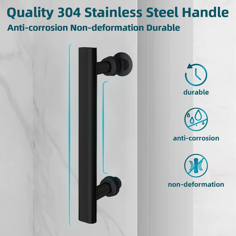 Elegant Bifold Frameless Glass Shower Door Width Adjustable Black Shower Panel Pivot Swing Shower Doors
