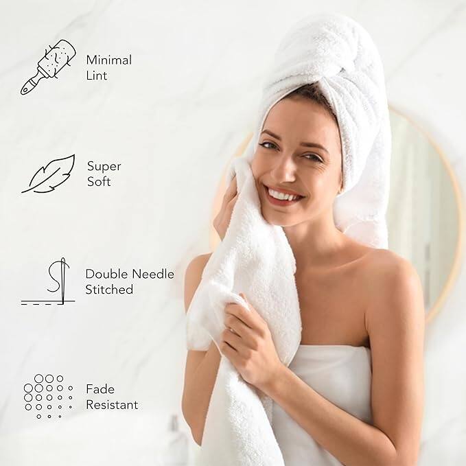 A1HC Hand Towel 6 Piece Set, 500 GSM Duet Technology 100% Ring Spun Cotton, Ultra Soft, Quick Dry, (16"x28")