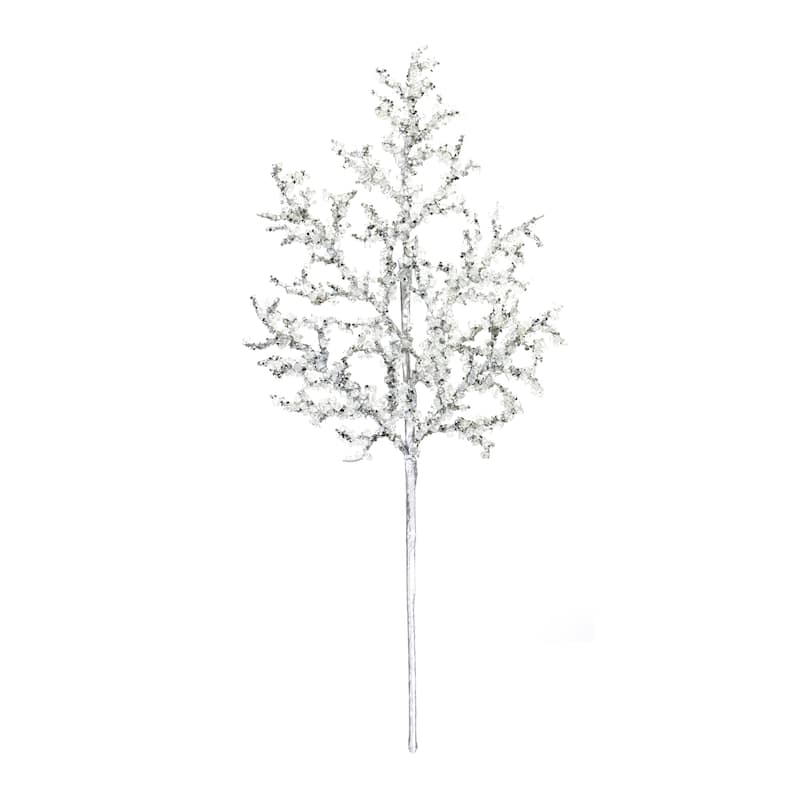 Glittered Twig Branch (Set of 12) - Silver