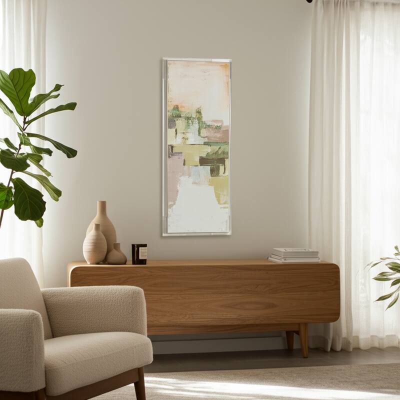 Canvas Wall Art Wood Frame Abstract Neutral Modern Finish - 60" Multi