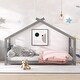 preview thumbnail 12 of 57, Roomfitters Twin Size House Bed with Wooden Frame, Modern Loft Design, Grey