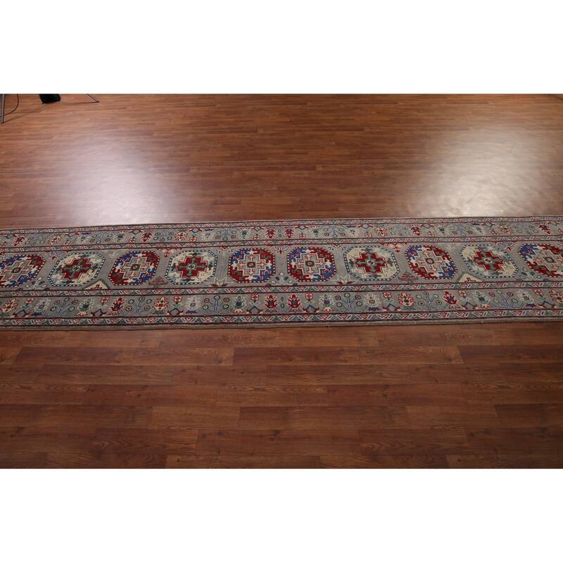 Kazak Oriental Runner Rug Handmade Hallway Wool Carpet - 2'6" x 12'9"