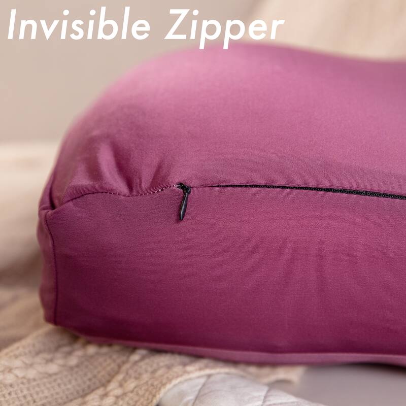 Premium Microbead Pillow, Anti-Aging, Silk like Cover, Burgundy Merlot