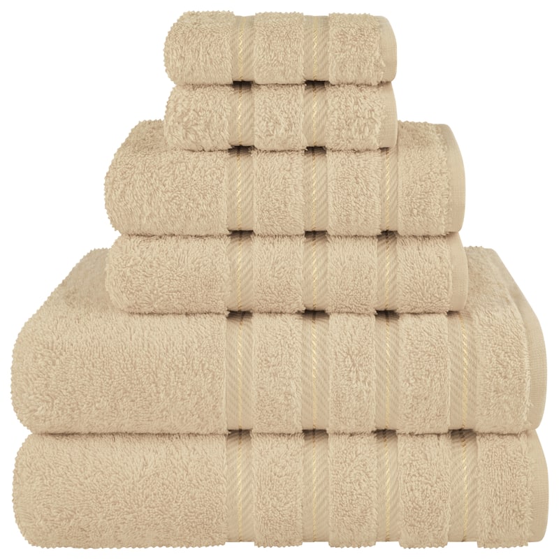American Soft Linen 6 Piece Turkish Cotton Bath Towel Set - Sand Taupe