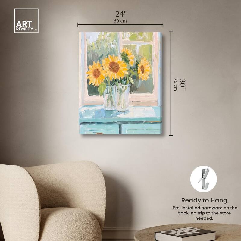 Sunflower Quartet Canvas by Art Remedy, Gallery Wrapped