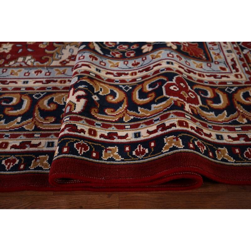 Floral Red Medallion Kashan Turkish Area Rug Machine Made Carpet - 9'8" x 12'5"