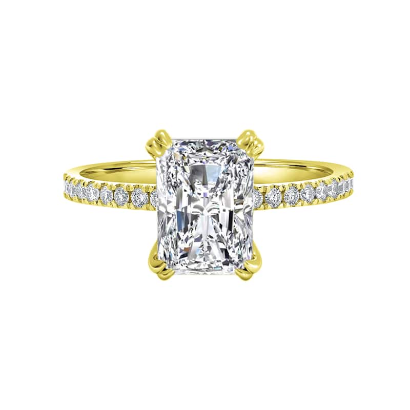 Auriya Lab Grown 1 4/5ctw Radiant Cut Hidden Halo Diamond Engagement Ring in 14k Gold (H-I, SI1-SI2) - Yellow - 6