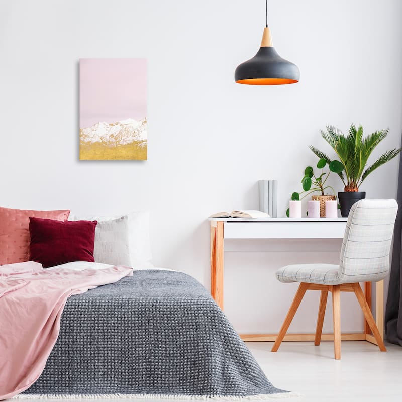 Stupell White Tipped Mountains on Pink Canvas Wall Art Design By Gemma Bardot