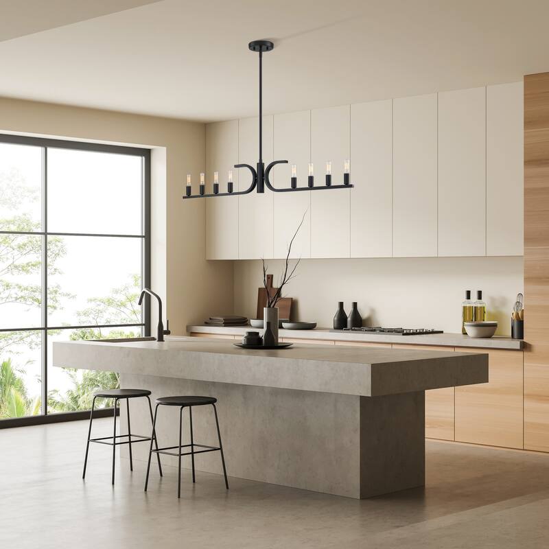 Skye 60 Watt 8-Light Matte Black Minimalist Island Light with Bare Bulbs - 7