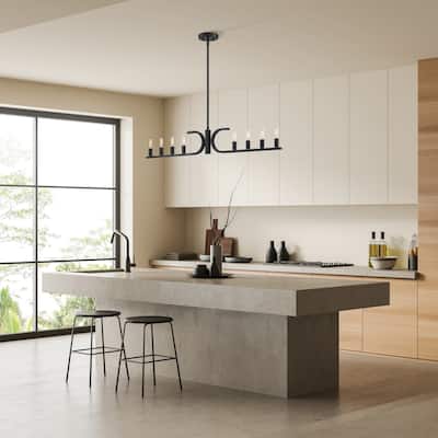 Skye 60 Watt 8-Light Matte Black Minimalist Island Light with Bare Bulbs - 7
