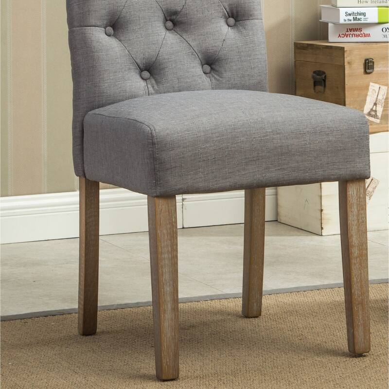 Set of 2 Upholstered Chair Dining Chair with Button Tufted Backrest, Gray Reception Chair Accent Chair with Wood Frame