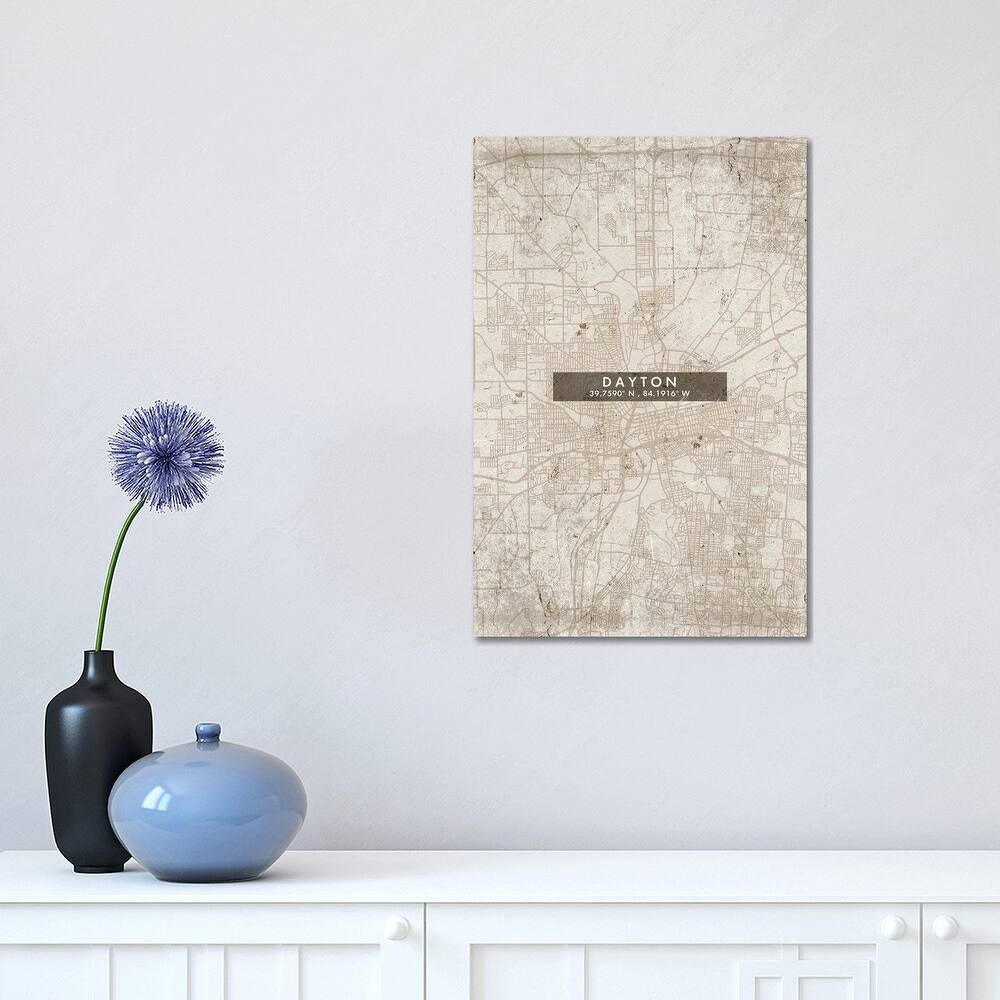iCanvas "Dayton City Map Abstract Style" by WallDecorAddict Canvas Print