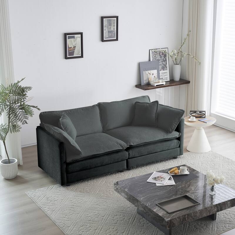 GDFStudio-Eudoxia Chenille Modular Loveseat - Gray