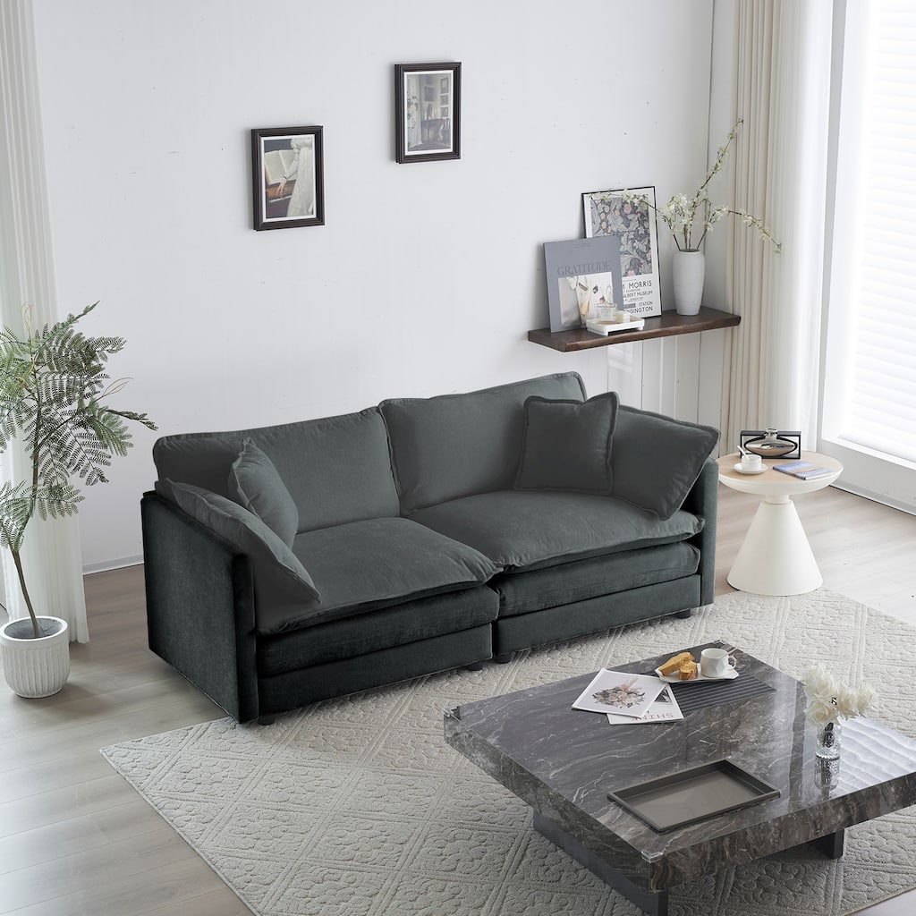 Modern Deep Seat Loveseat Sofa Couch with 4 Pillows