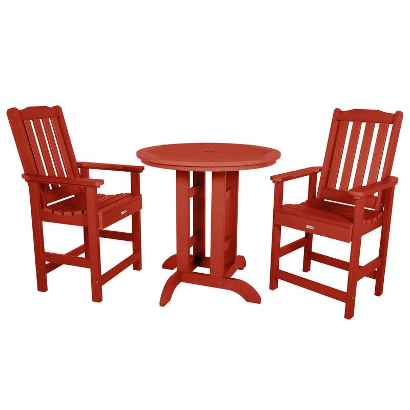Lehigh 3-piece Counter Height Outdoor Dining Set - 36" Round Table - Rustic Red
