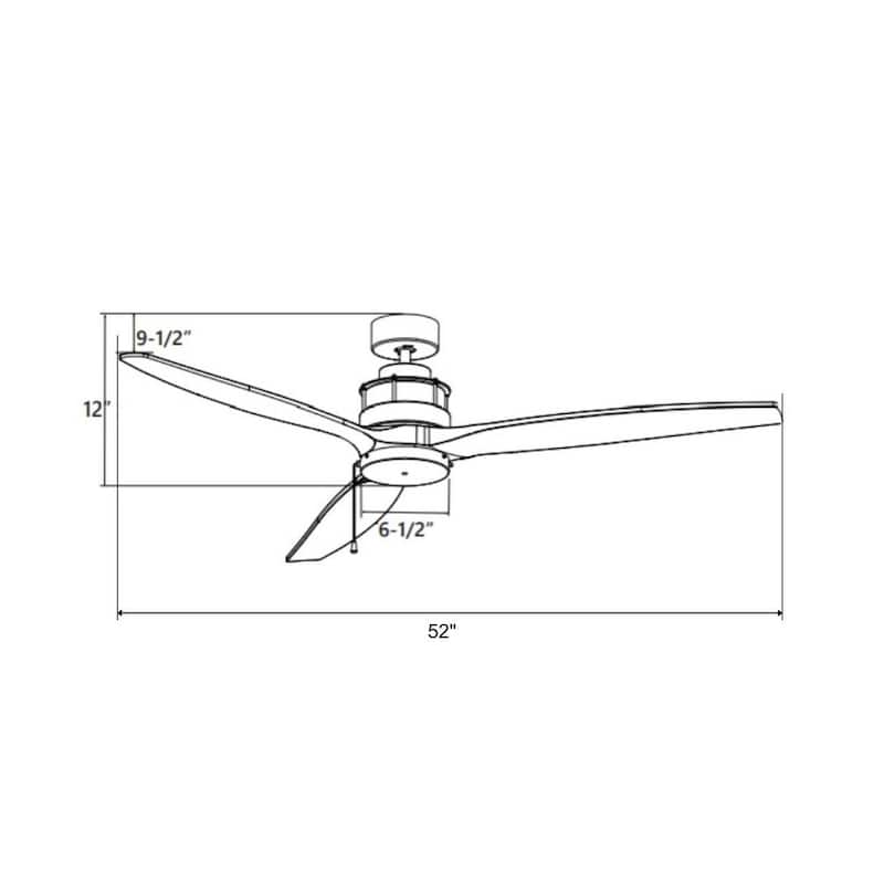 52" Torque 3-Blade Ceiling Fan Oil Rubbed Bronze Finish and Walnut Blade Finish with Pull Chain