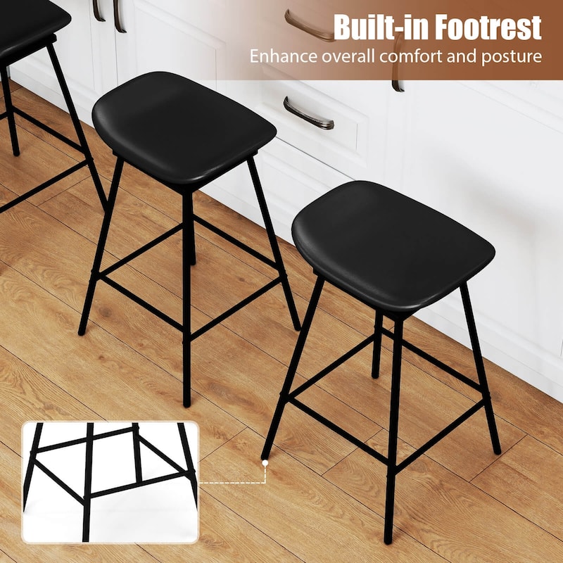 Costway Swivel Barstools Set of 2/4 Faux Leather Upholstered Backless - See Details