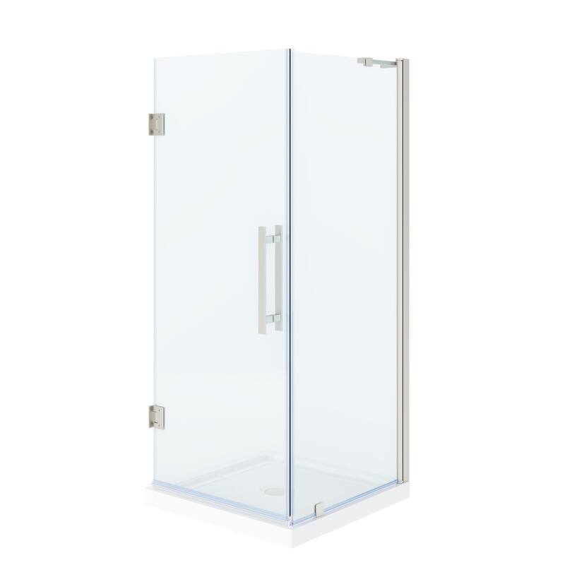 OVE Breeze Pivot Corner Frameless Pivot Shower Door Kit with Base Pan