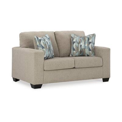 Gavin Loveseat, Parchment Brown Polyester, 2 Accent Pillows, 62 Inch